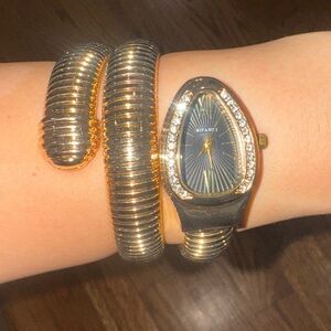 Gold and Silver Watch Bracelet